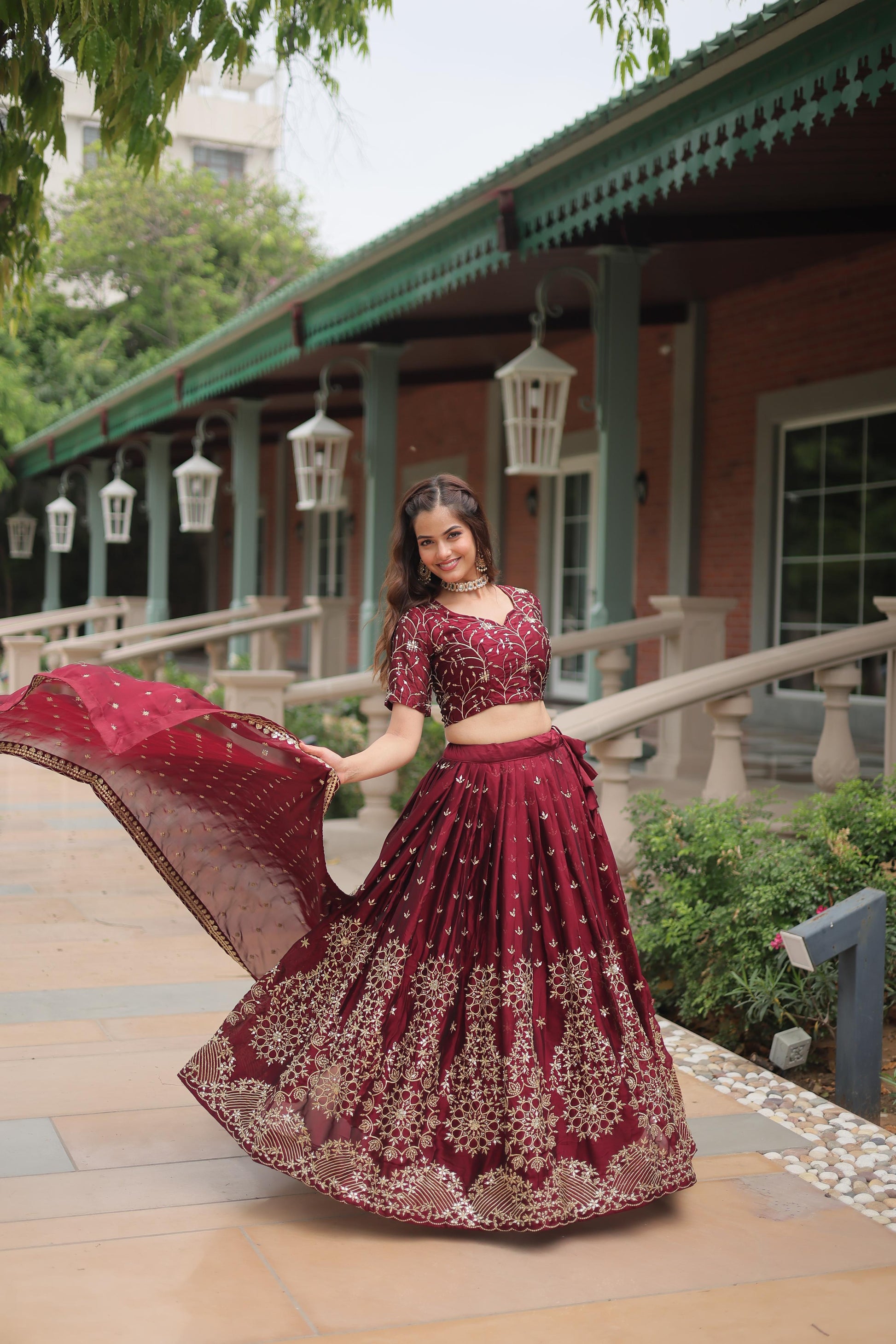Exclusive Rangoli Silk Red Color Heavy Work Lehenga Choli