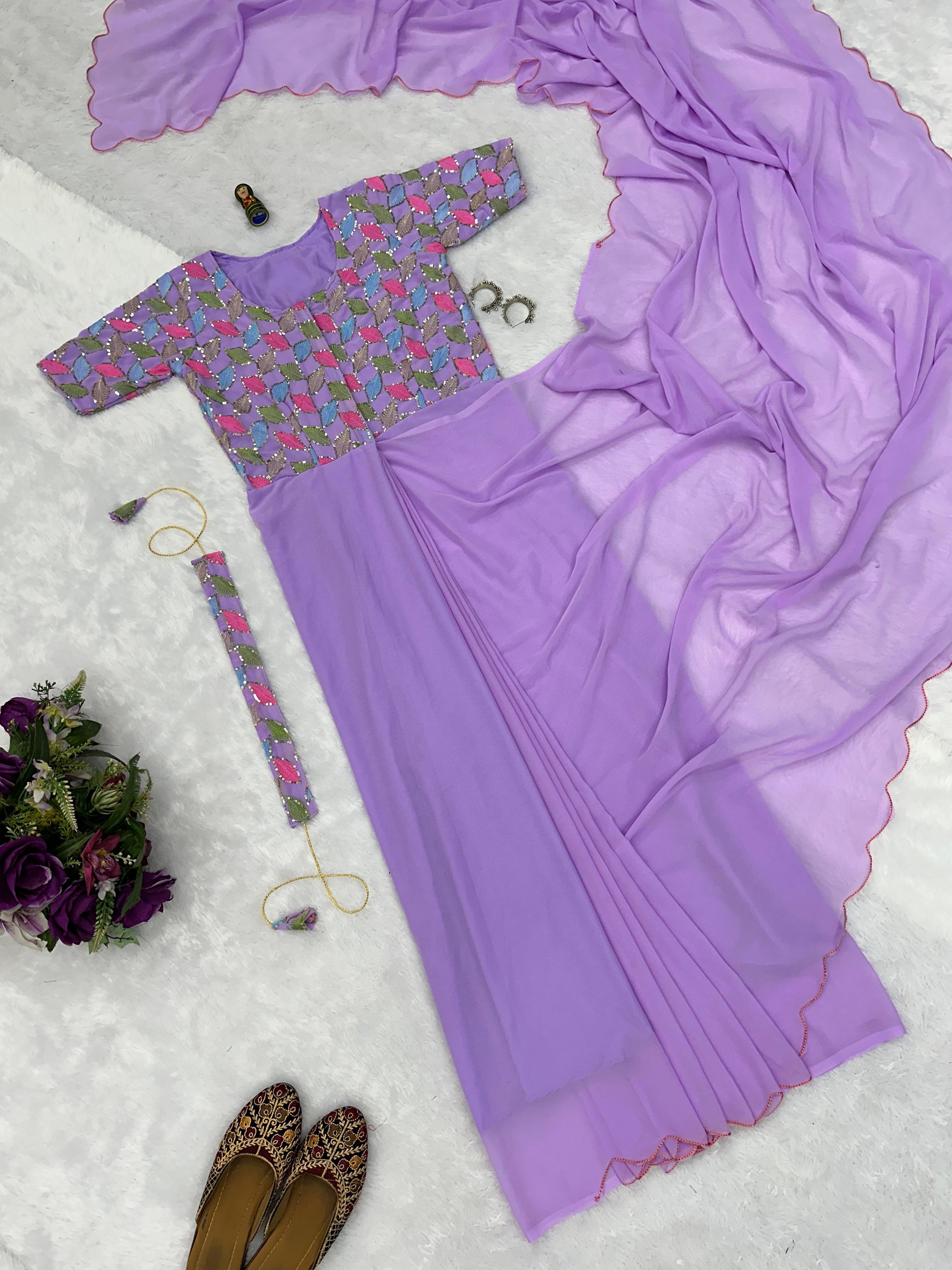 Charming Georgette Lavender Color Gown