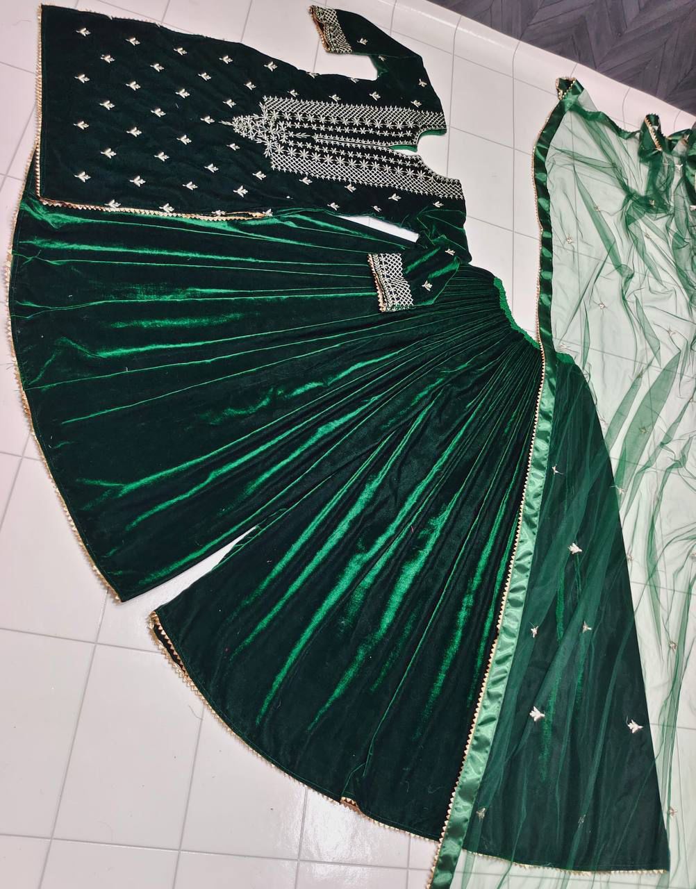 Fabulous Georgette Green Color Sharara Suit