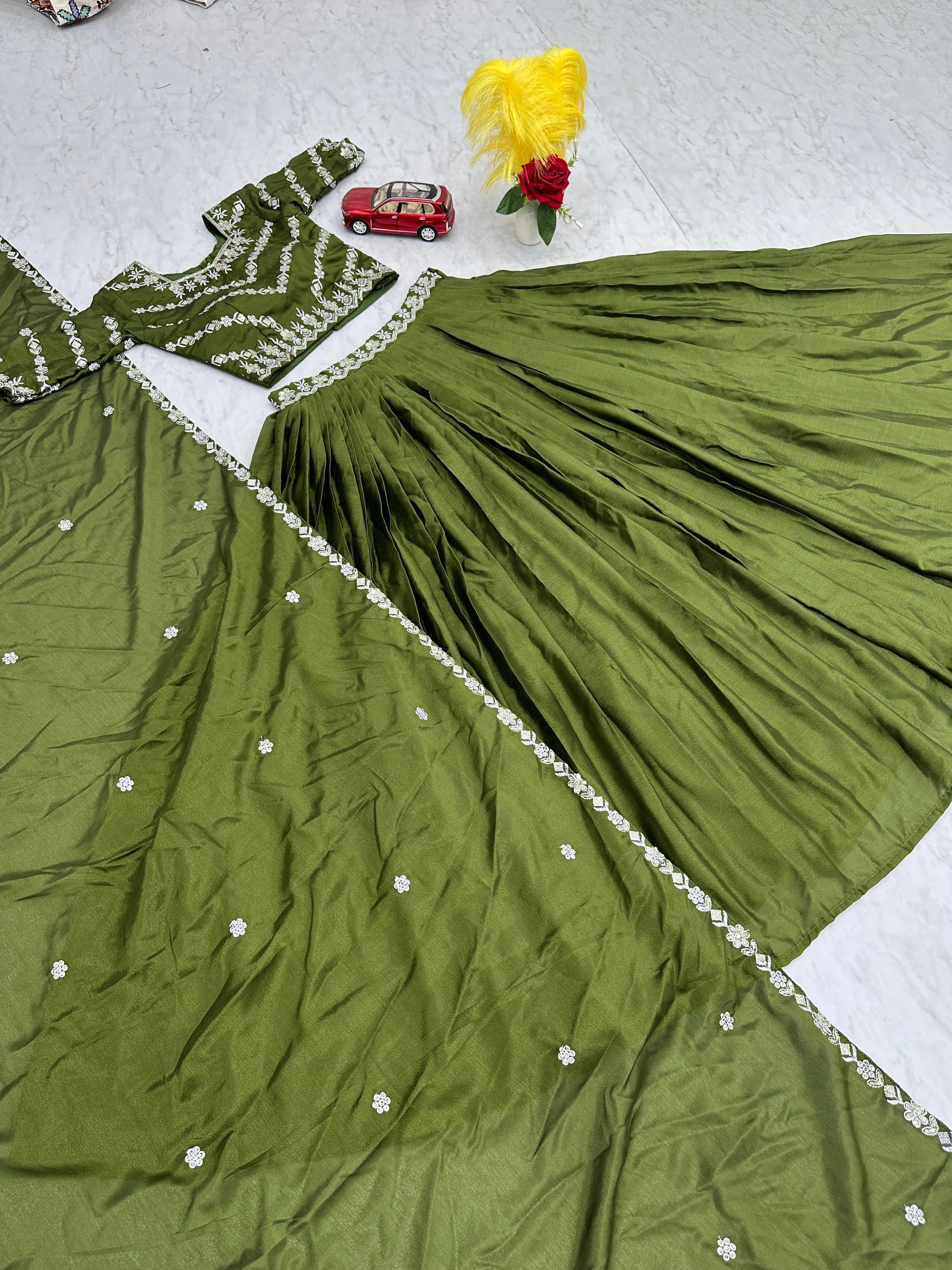 Fashionable Chinon Sequence Work Perrot Color Lehenga Choli