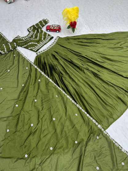 Fashionable Chinon Sequence Work Perrot Color Lehenga Choli