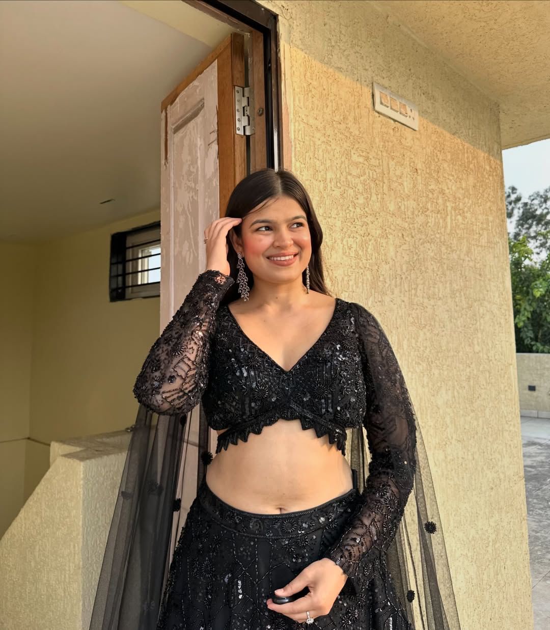 Captivating Georgette Embroidery Black Color Lehenga Choli