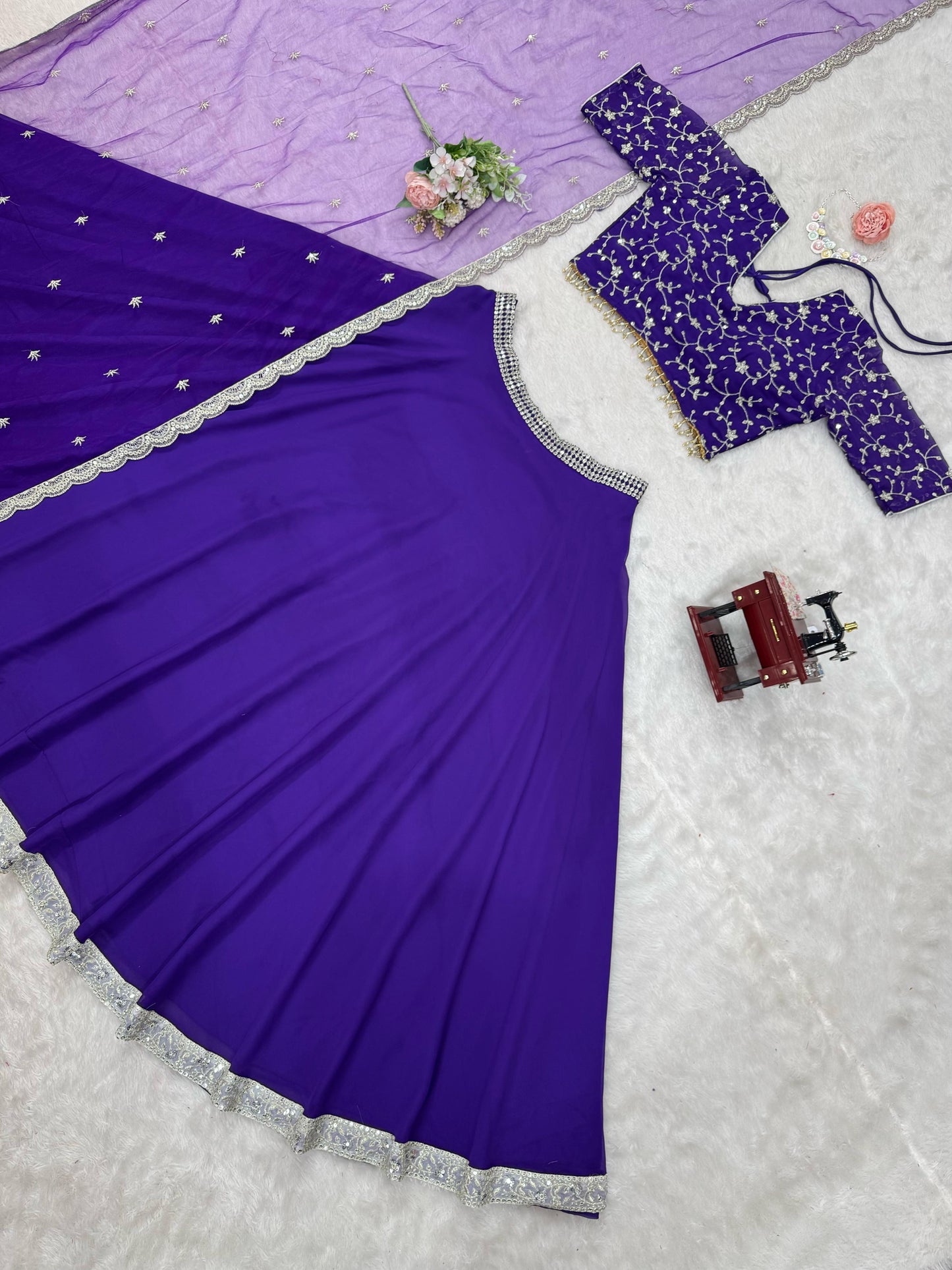 Wedding & Party Wear Purple Color Lehenga With Heavy Dupatta