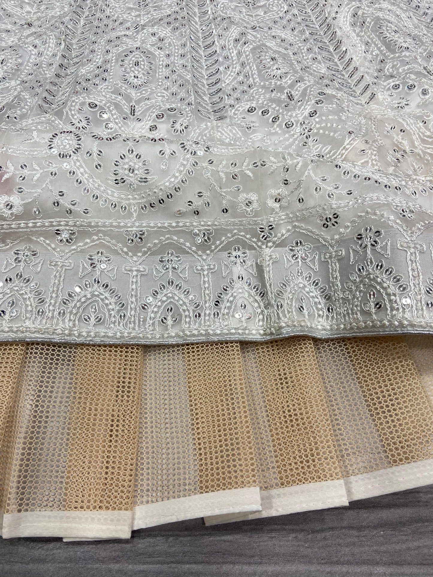 Adorable Butterfly Net White Color Lehenga Choli