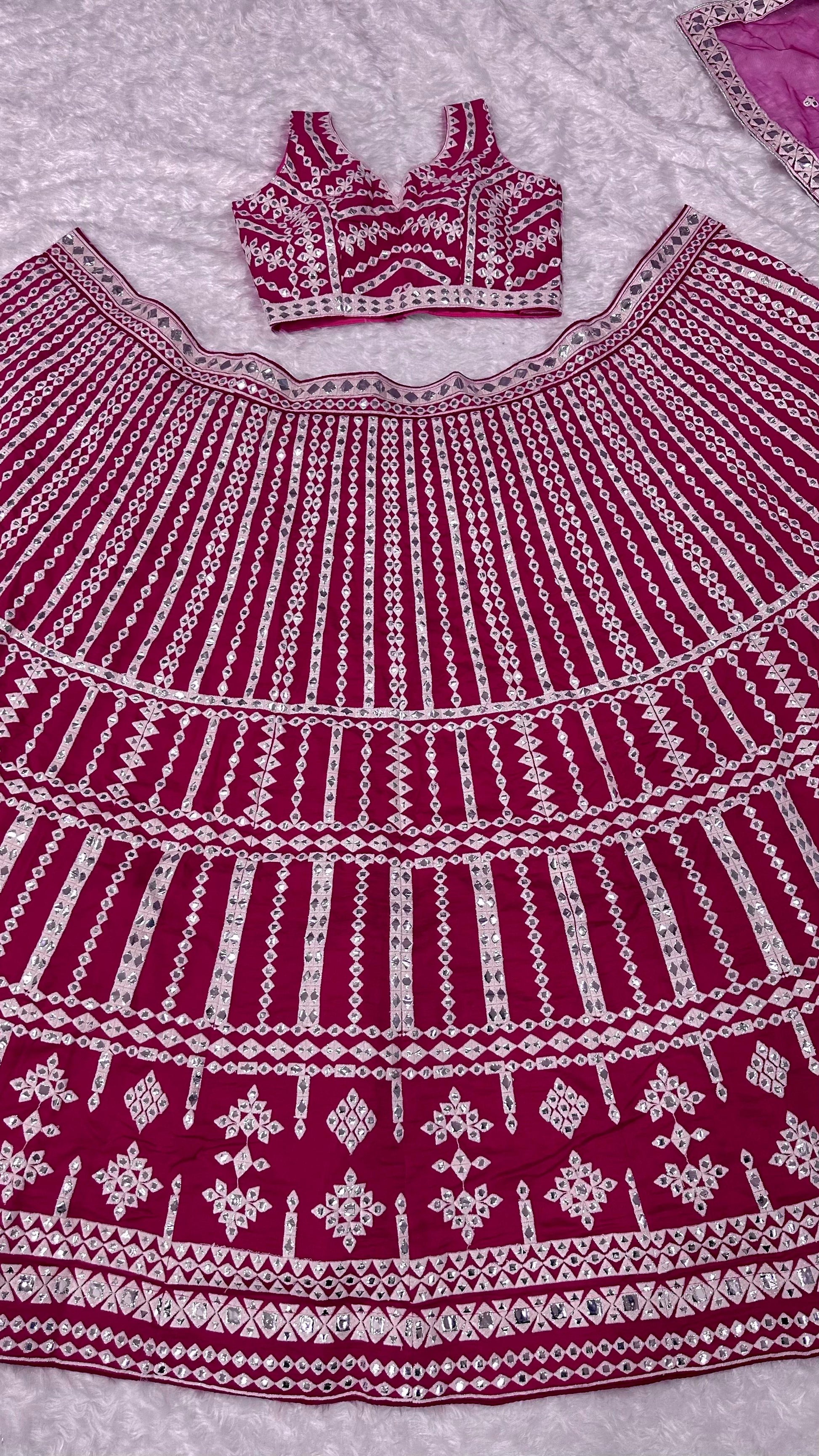 Reception Wear Heavy Work Pink Color Lehenga Choli