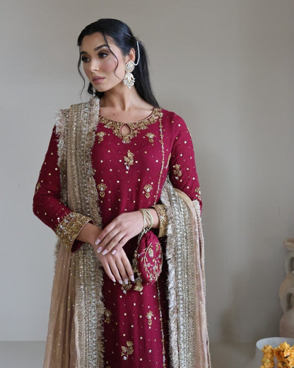 Outstanding Georgette Maroon Color Salwar Suit