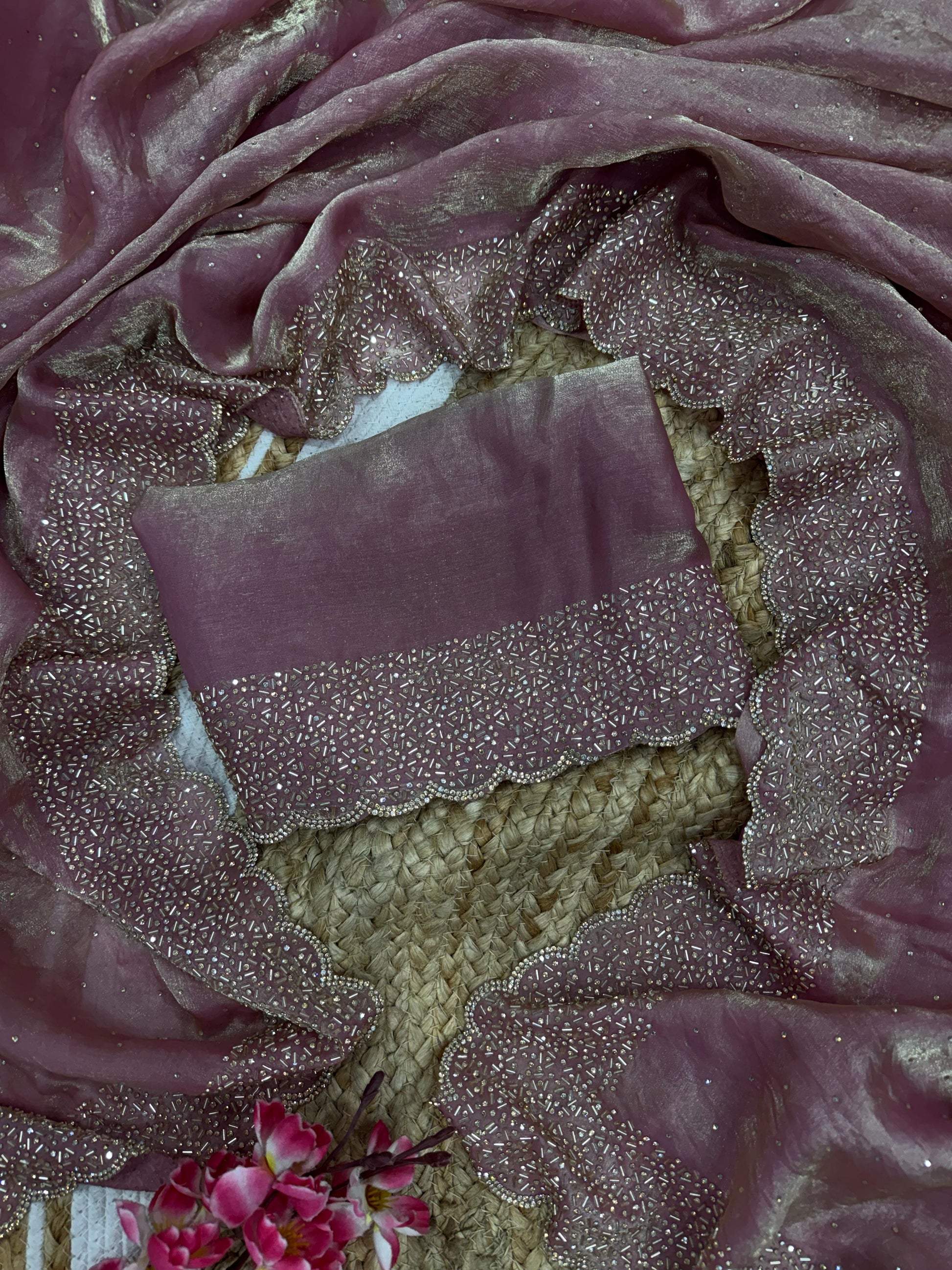 Attractive Silk Onion Color Saree