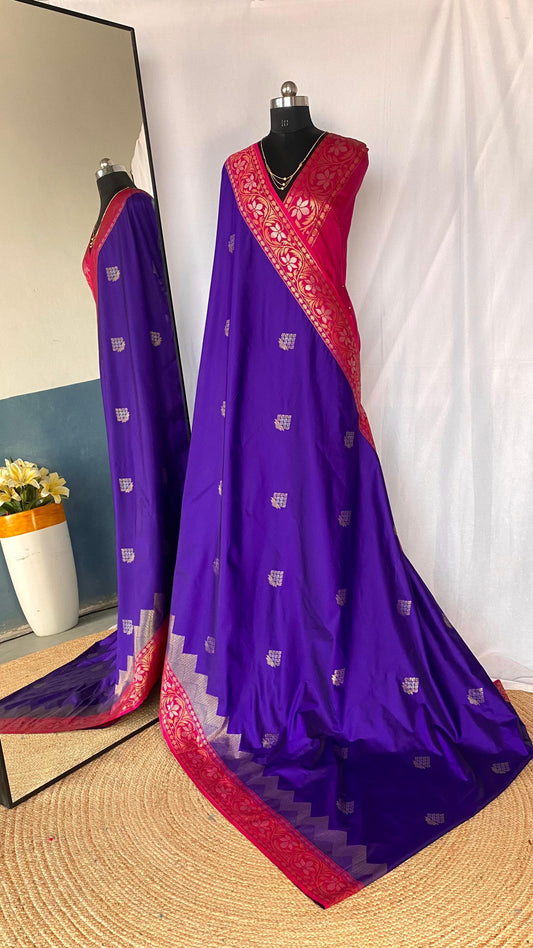 Shining Tone Silk Blue Color Saree