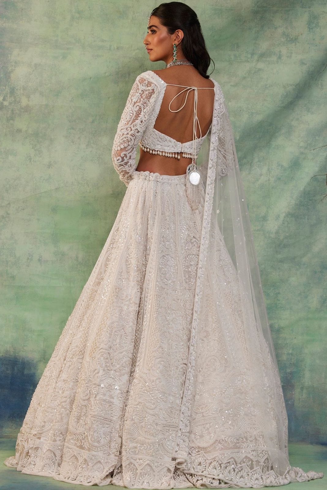 Adorable Butterfly Net White Color Lehenga Choli
