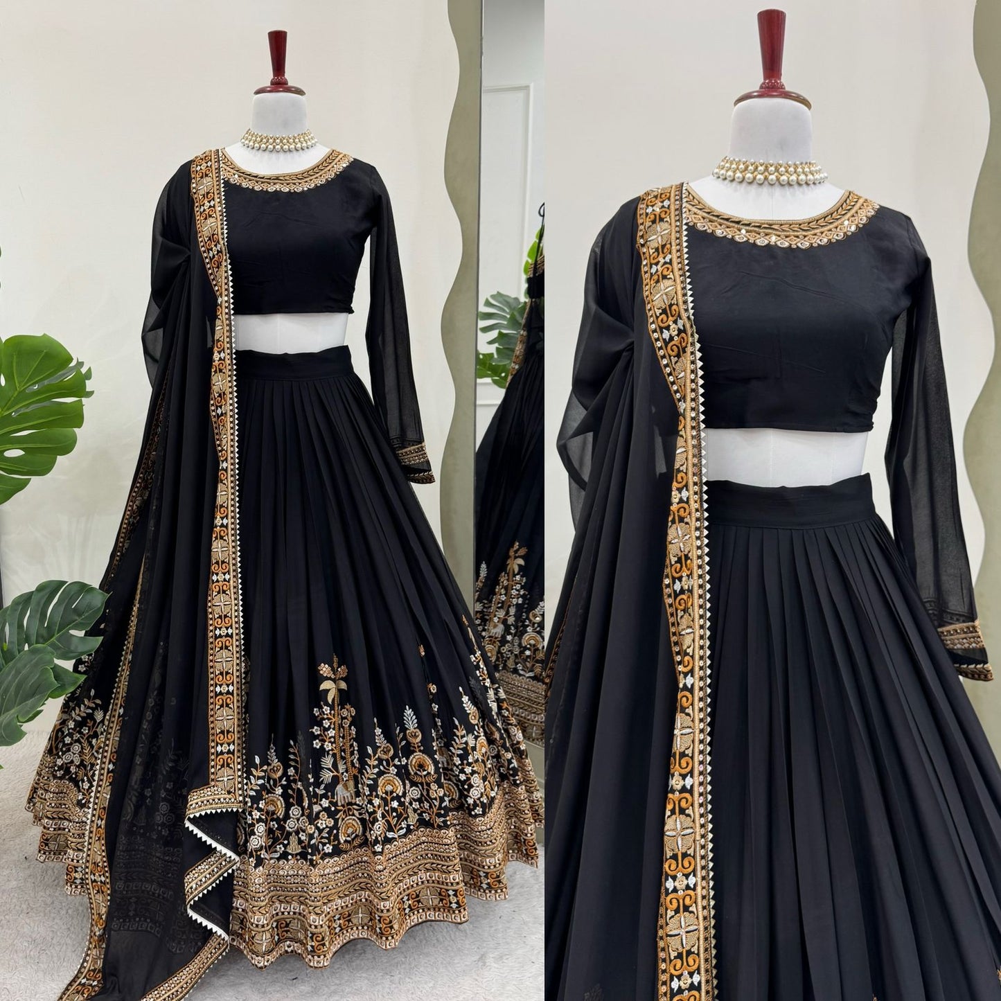 Party Wear Heavy Work Black Color lehenga choli