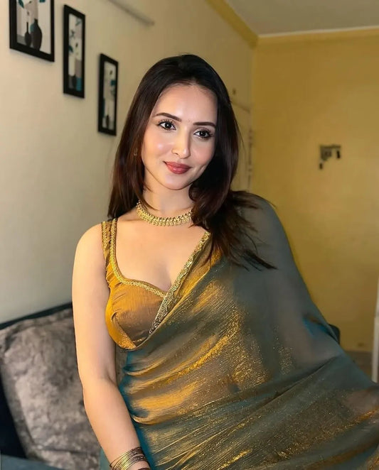 Elegant Fandy Crush Green Color saree