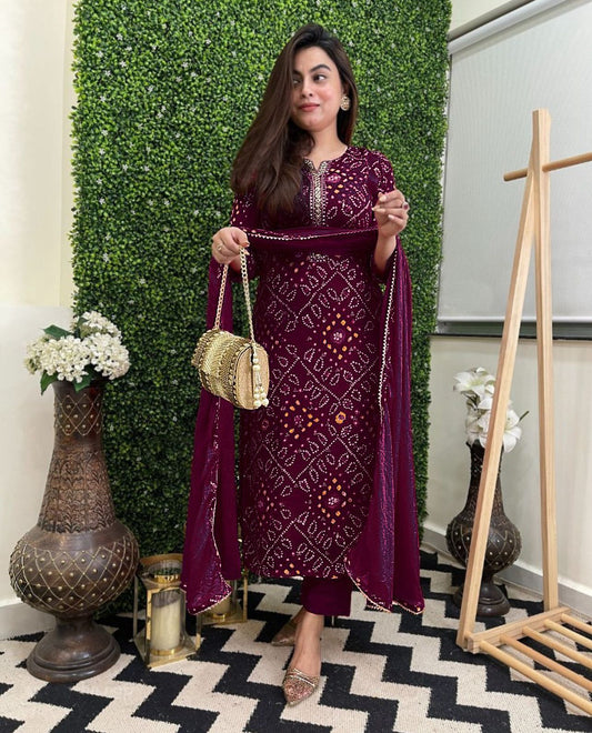 Heavy Reyon Wine Color Salwar Suit