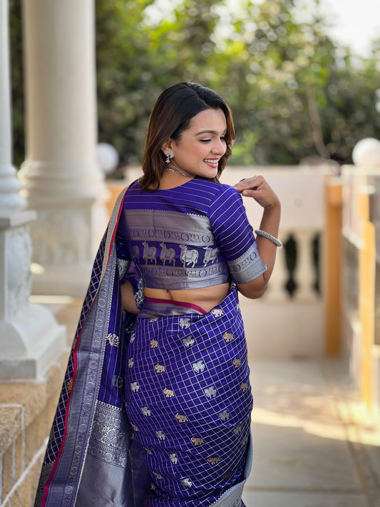 Fashionable Soft Silk Blue Color Saree