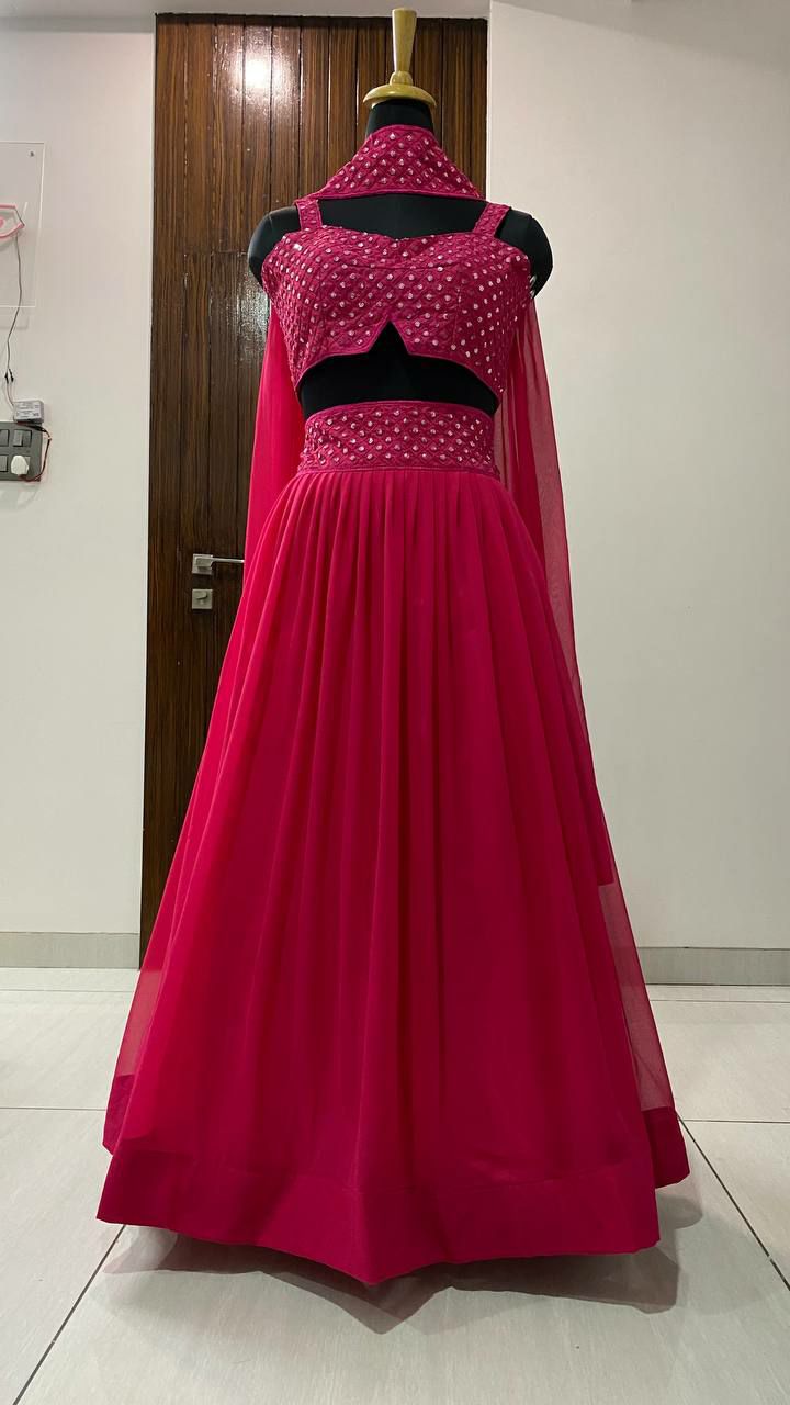 Fabulous  Pink Color Georgette lehenga   Choli