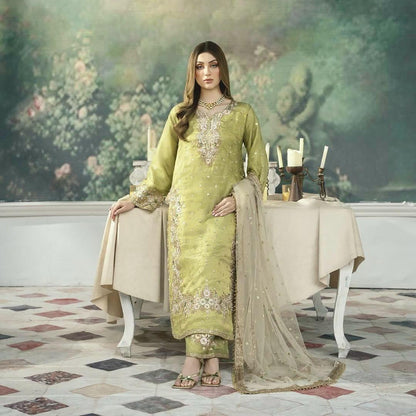 Elegant Jimmy Choo Sequence Work Perrot Color Palazzo Suit