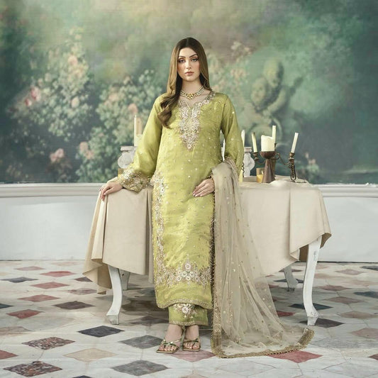 Elegant Jimmy Choo Sequence Work Perrot Color Palazzo Suit