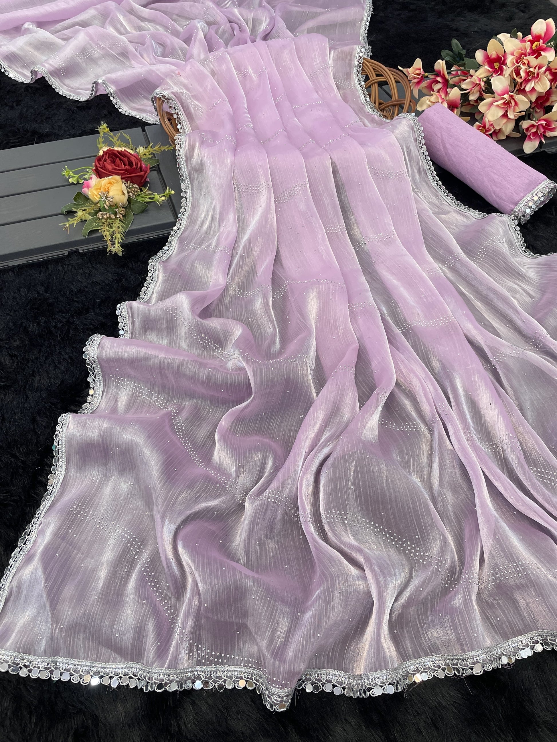 Eyes Catching Burberry Silk Pink Color Saree