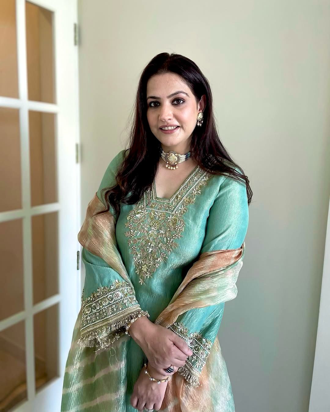Precious Embroidery Work Teal Blue Color Salwar Suit