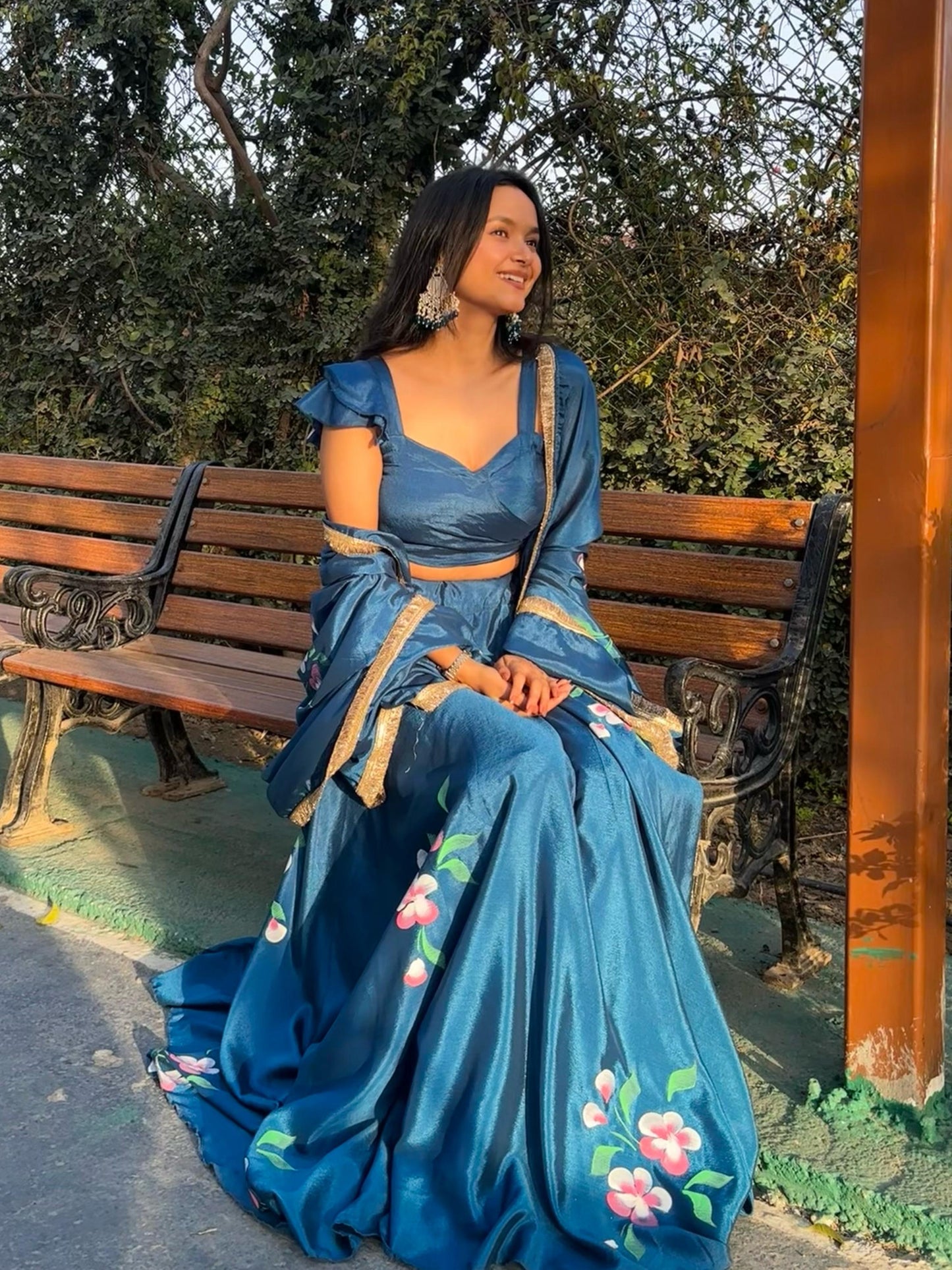 Good Looking Chinon Silk Blue Color Lehenga Choli