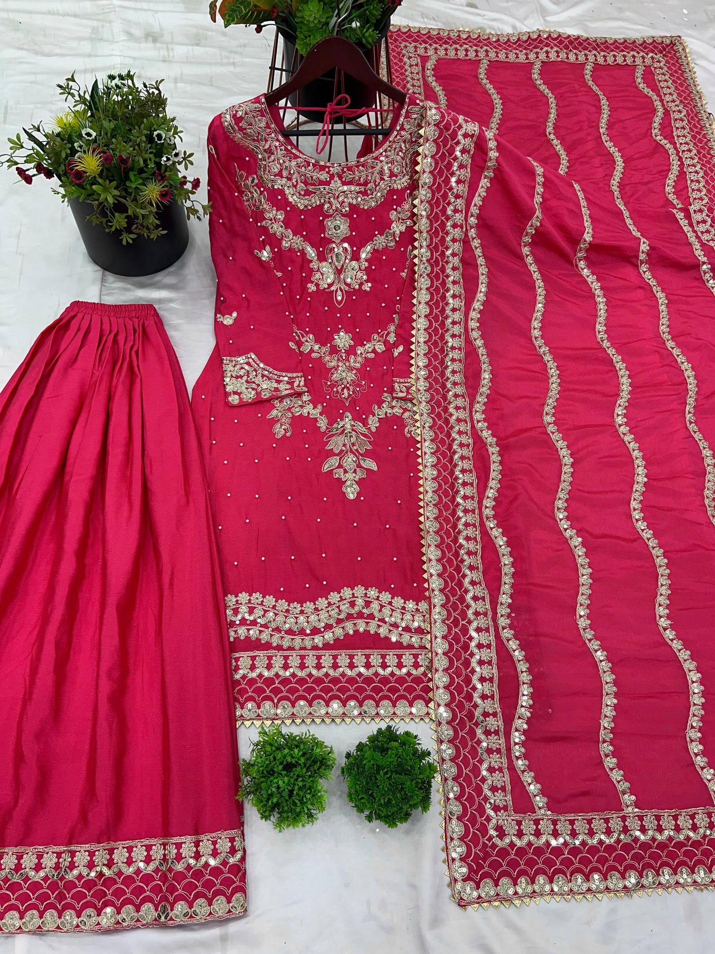 Designer Heavy Pink Color Sharara Suit
