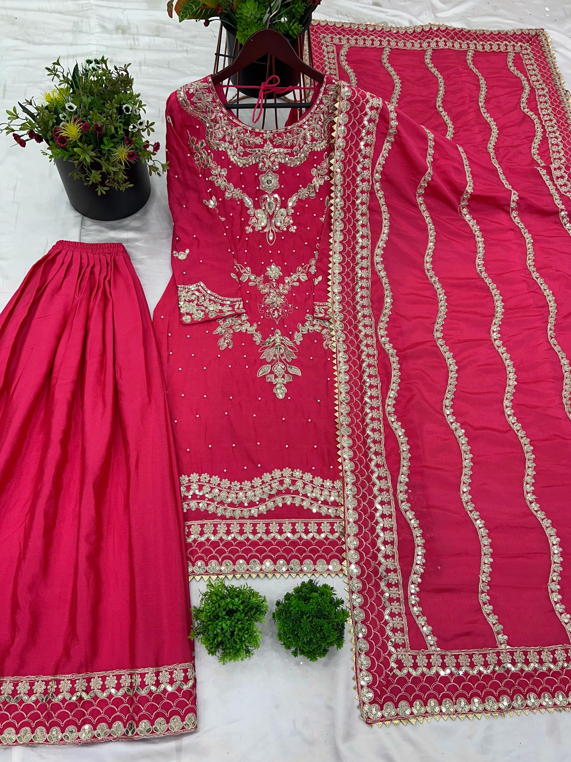Designer Heavy Pink Color Sharara Suit