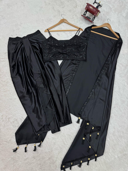 Blissful Black Color Dhoti Suit With Shrug