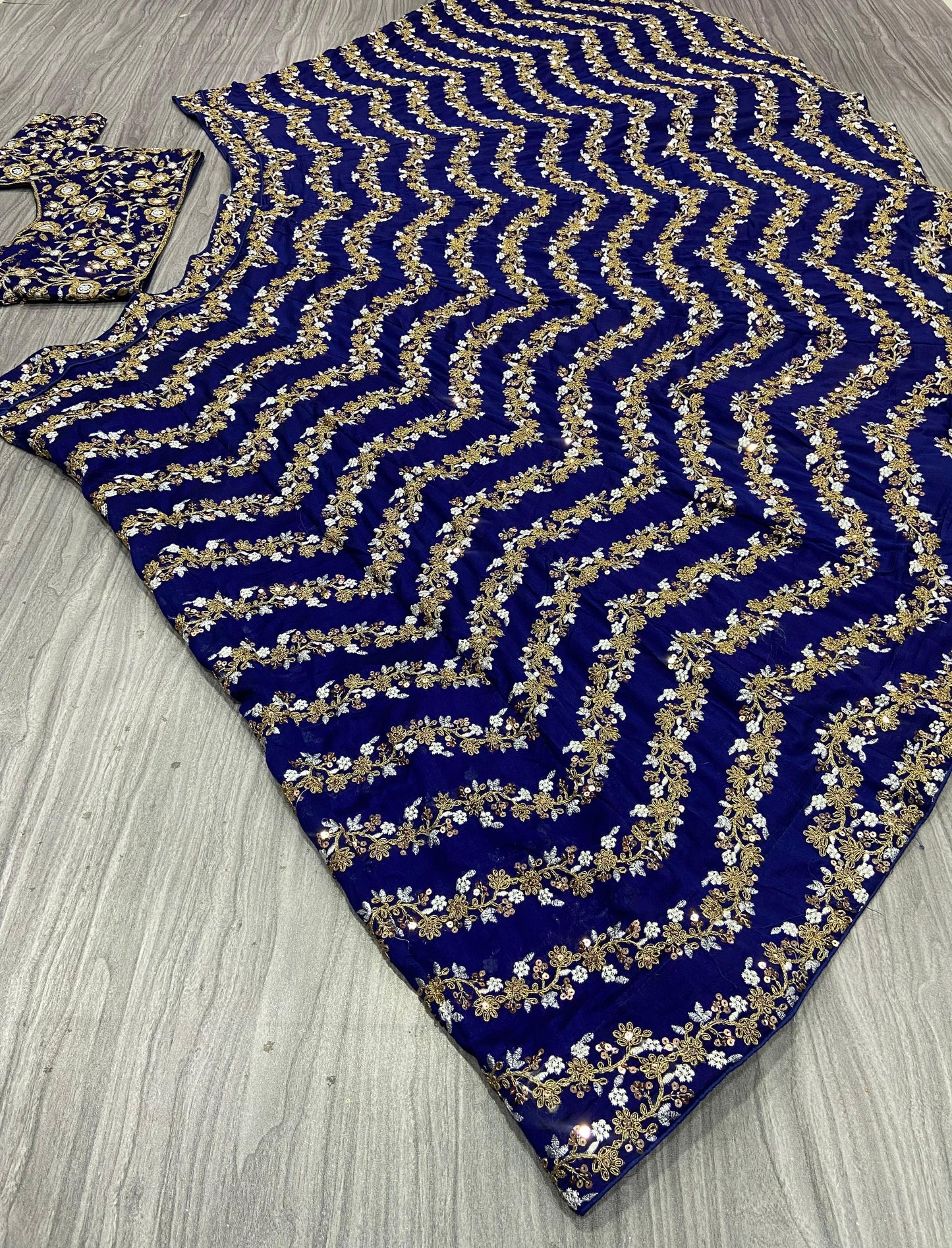 Glimmering Embroidery Work Blue Color Lehenga Choli