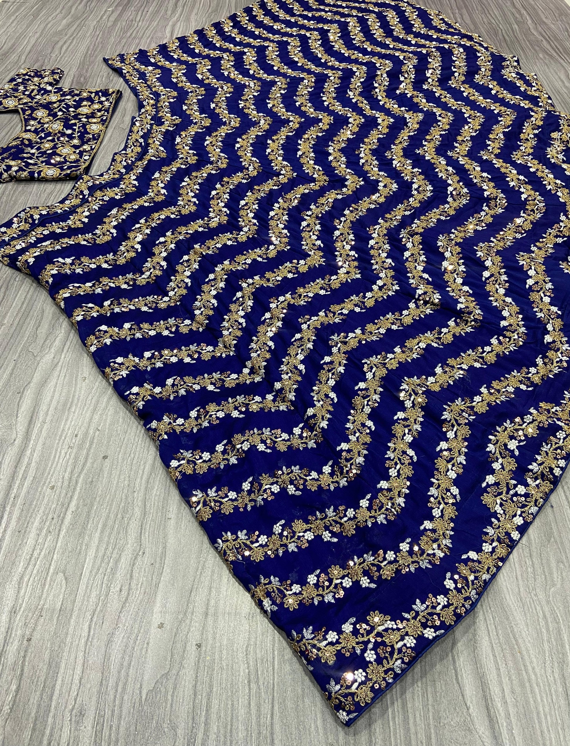 Glimmering Embroidery Work Blue Color Lehenga Choli