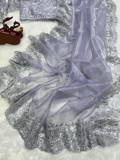 Precious Lavender Color Soft Twil Net Saree