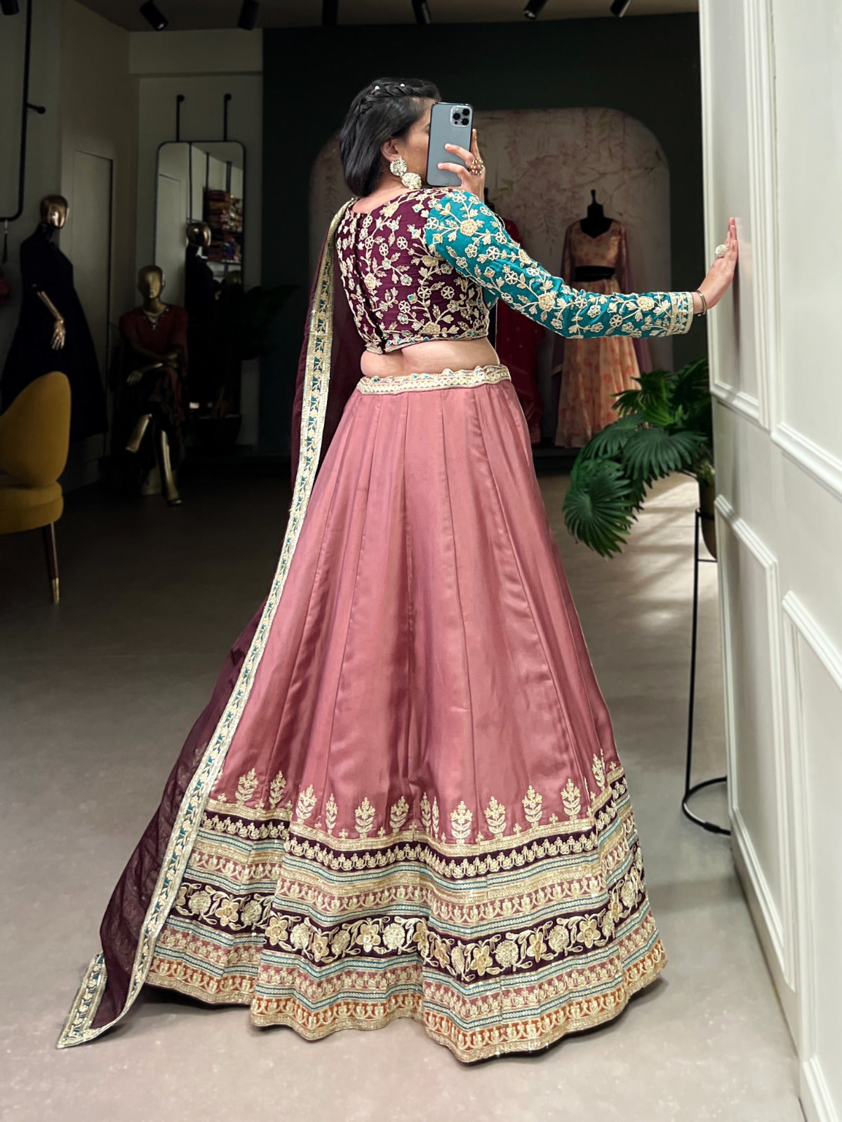 Traditional wear Moonga Silk Pink Color lehenga choli