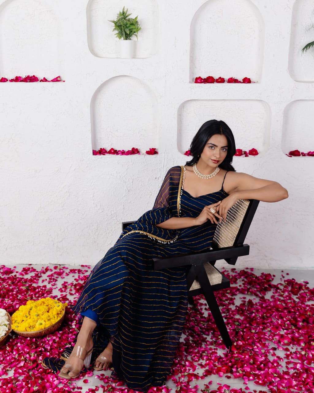 Presenting Georgette Navy Blue Color Anarkali Gown