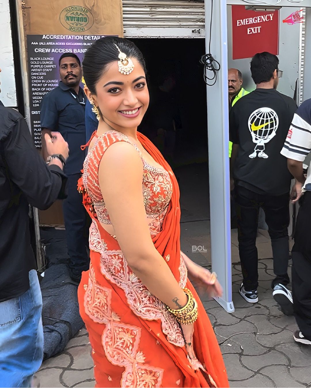 Bollywood Style Heavy Work Orange Color Silk Saree