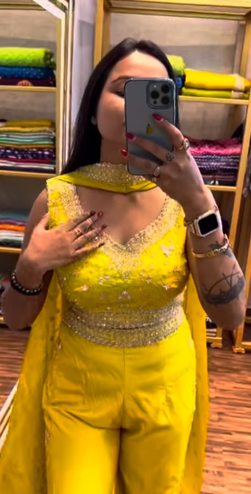 Function Wear Embroidery Work Yellow Color Palazzo Set