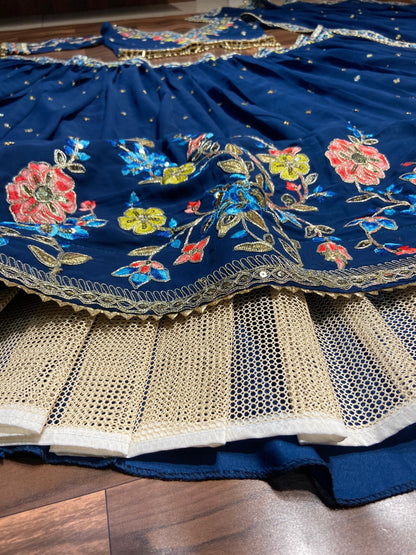 Captivating Georgette Blue Color Lehenga Choli