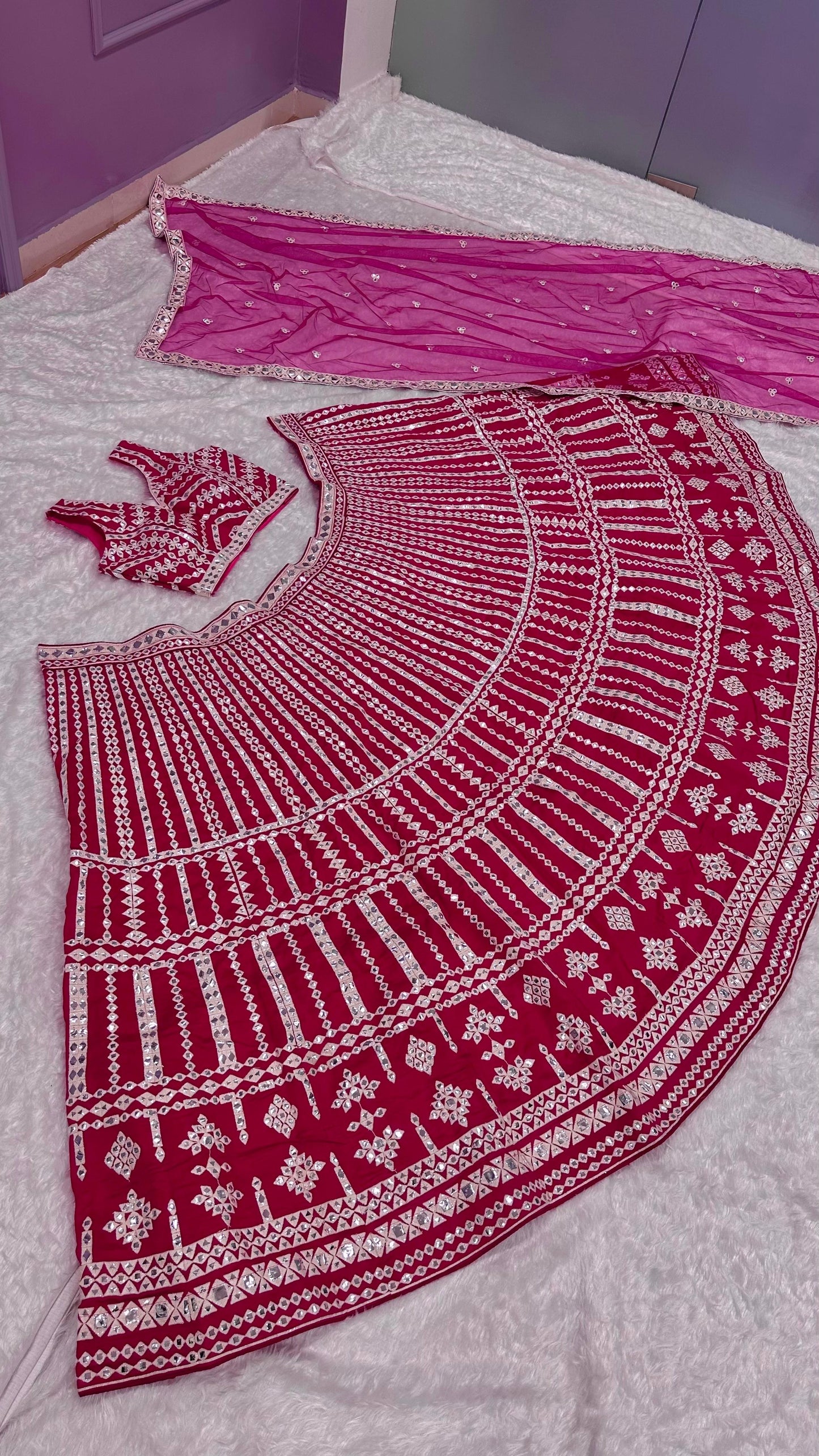 Reception Wear Heavy Work Pink Color Lehenga Choli