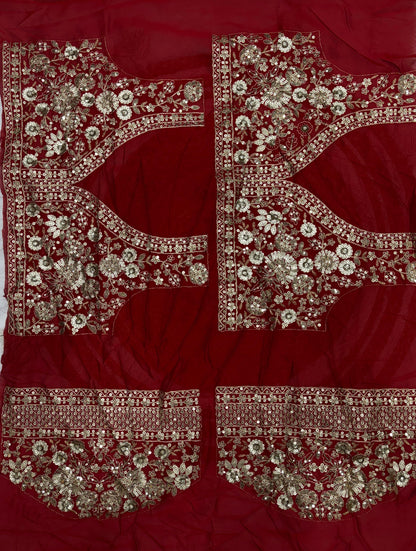 Gorgeous Red Color Rangoli Sequence Silk Saree