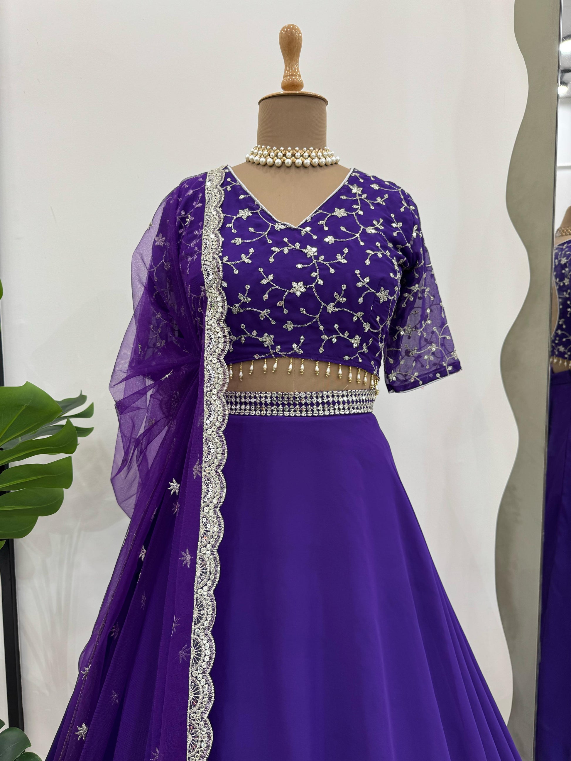 Wedding & Party Wear Purple Color Lehenga With Heavy Dupatta