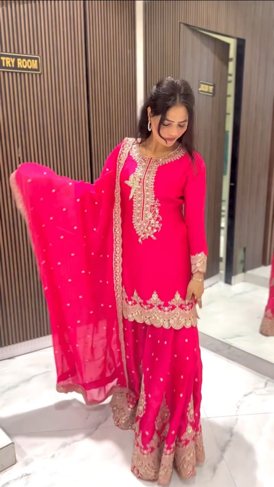 Precious Georgette Pink Color Sequence Work Sharara Suit