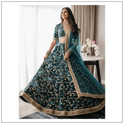 BUY-WEDDING-GREEN-SEQUENCED-VELVET-LEHENGA