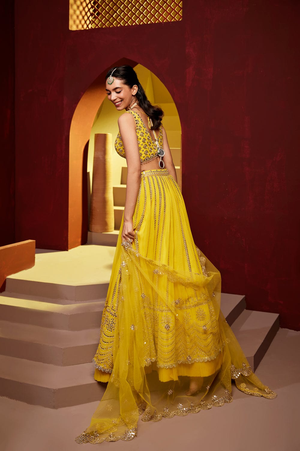 MULMUL-GEORGETTE-MORNI-YELLOW-HALDI-LEHENGA
