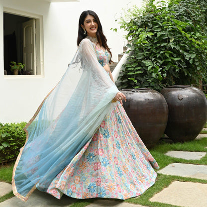 Gray Color Designer Trendy Party Wear Lehenga Choli