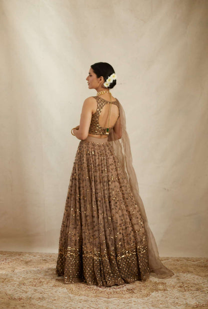 Party Wear Designer Brown Colored Lehenga Choli
