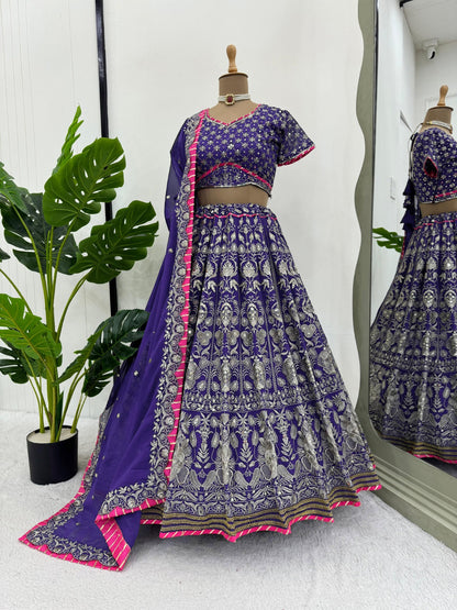 Embroidered Georgette Lehenga With Blouse And Dupatta