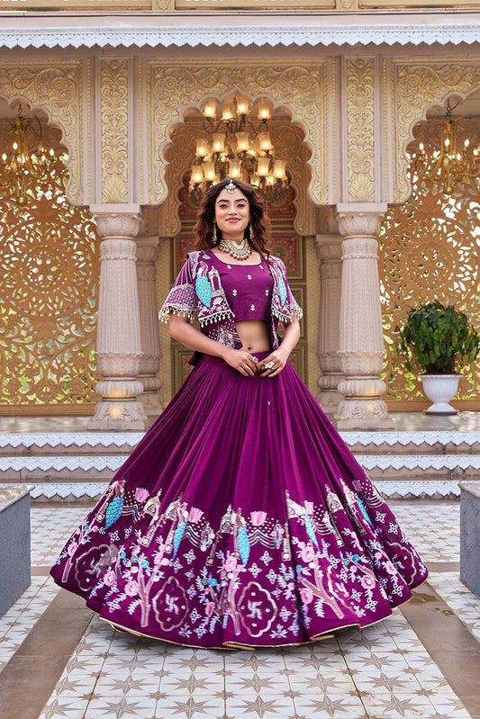 Admiring Pink Color Heavy Embroidered Thread Work Lehenga Choli