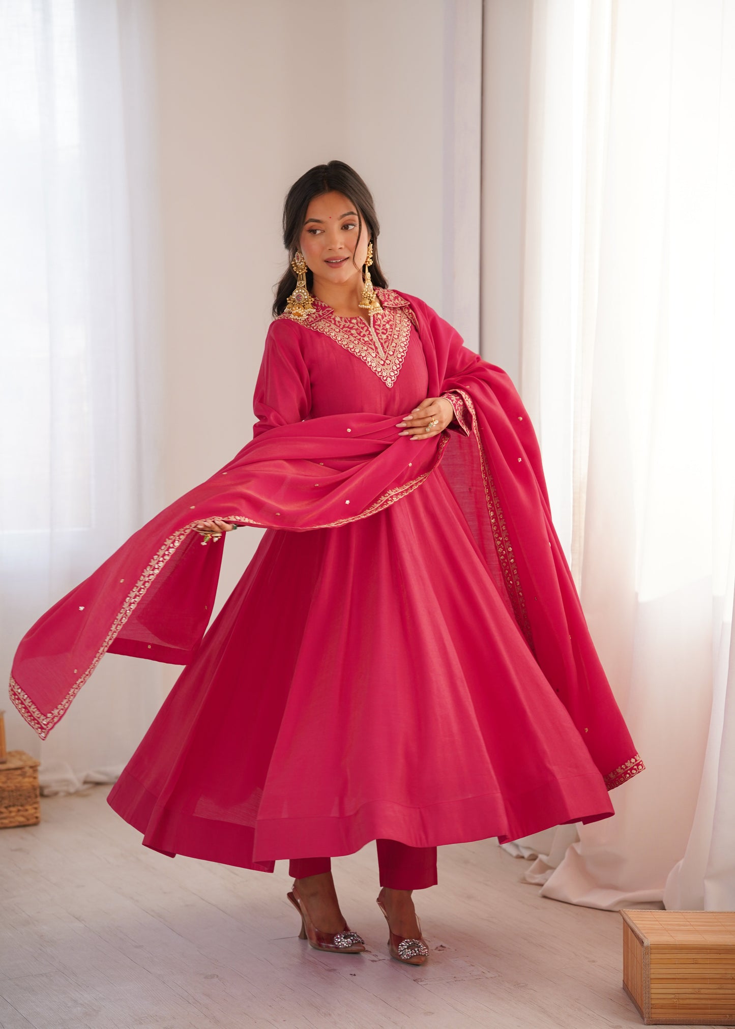Ceremony Wear Pink Color Sequence Anarkali Suit
