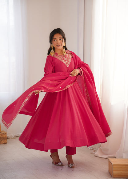 Ceremony Wear Pink Color Sequence Anarkali Suit