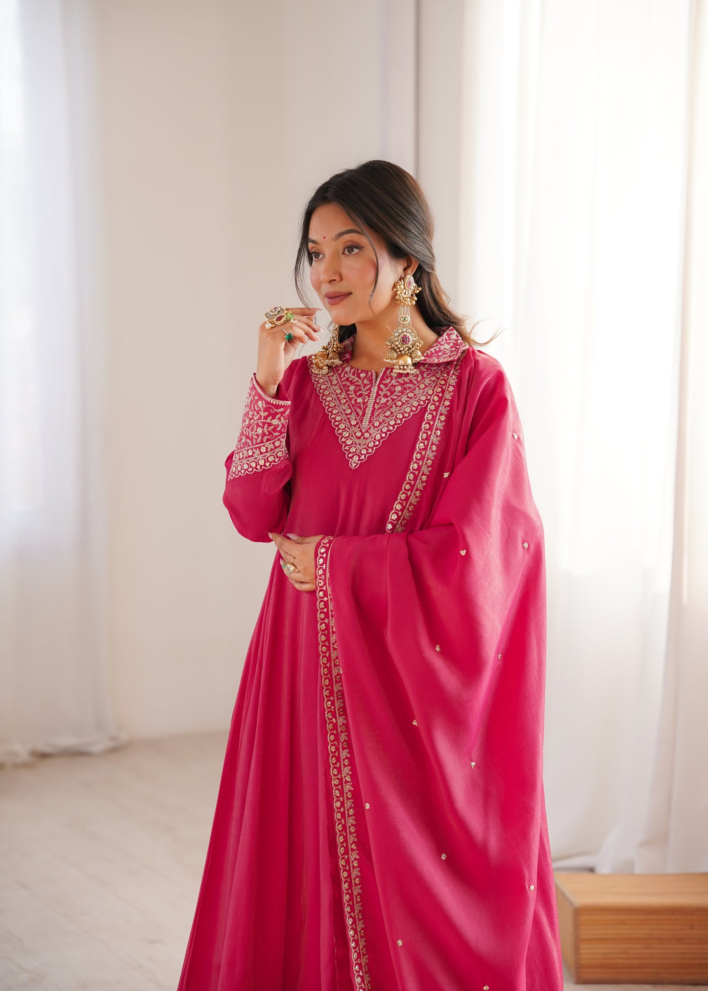 Ceremony Wear Pink Color Sequence Anarkali Suit