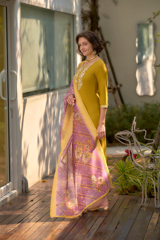 Elevate your ethnic wardrobe with this beautifully designed kurta set
