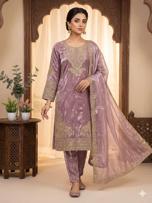 Designer Pink Color Cording Sequence Embroidered Salwar Suit