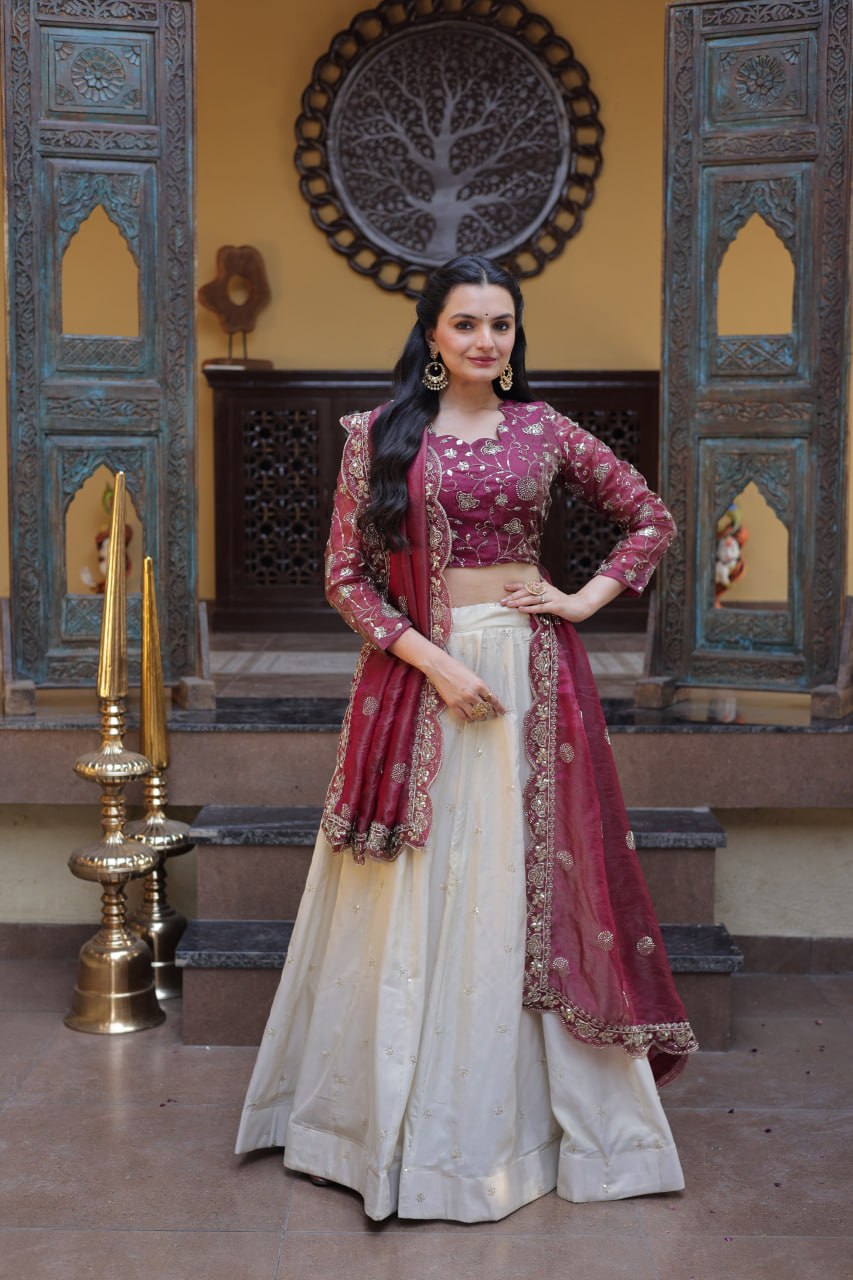 Fantastic Pink Color Zari Sequence Embroidered Work Lehenga Choli
